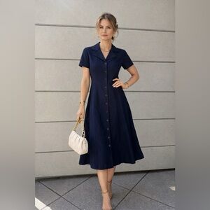 Vintage WilliWear navy midi dress - 80s dress size 2P